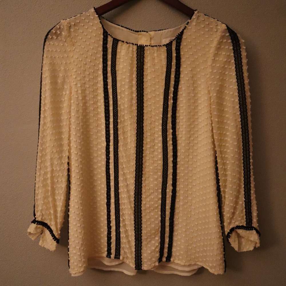 J. Crew - Swiss Dot + Lace Blouse Size 0